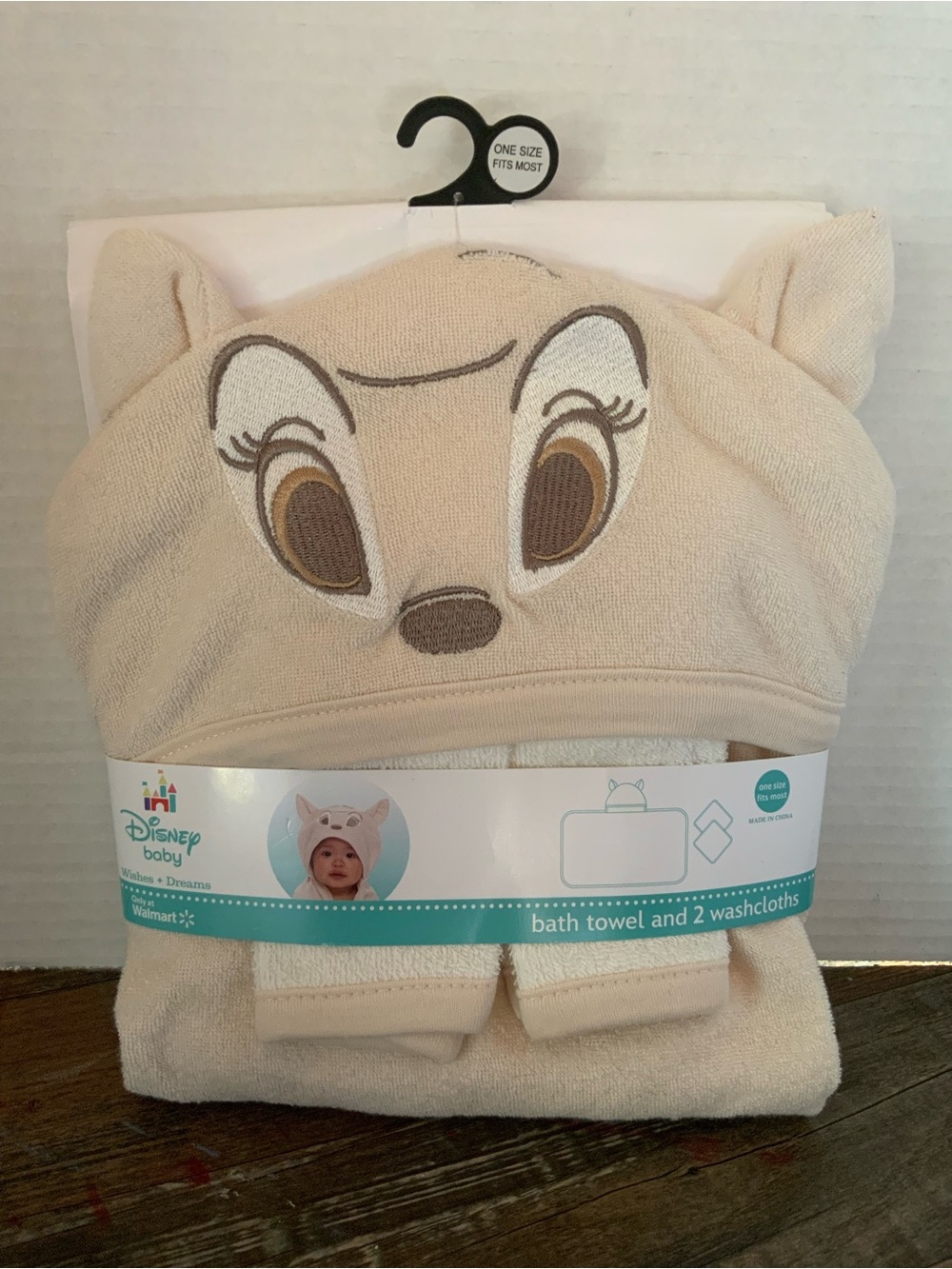 Disney Baby Hooded Towel & Washcloth Set in Cream with Bambi Face